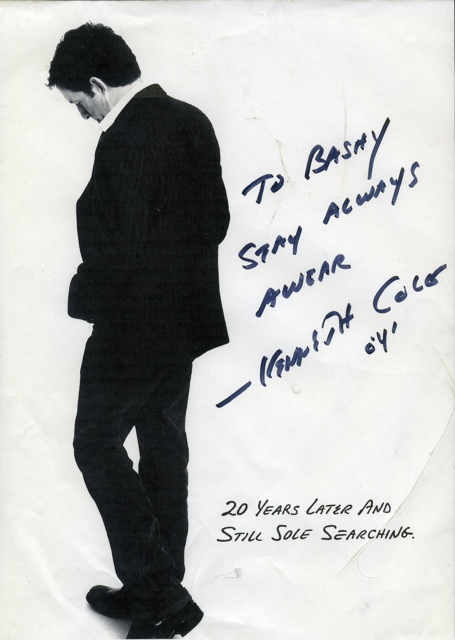 Kenneth Cole personal inscription to Bashy — Stay Always Aware — 2004